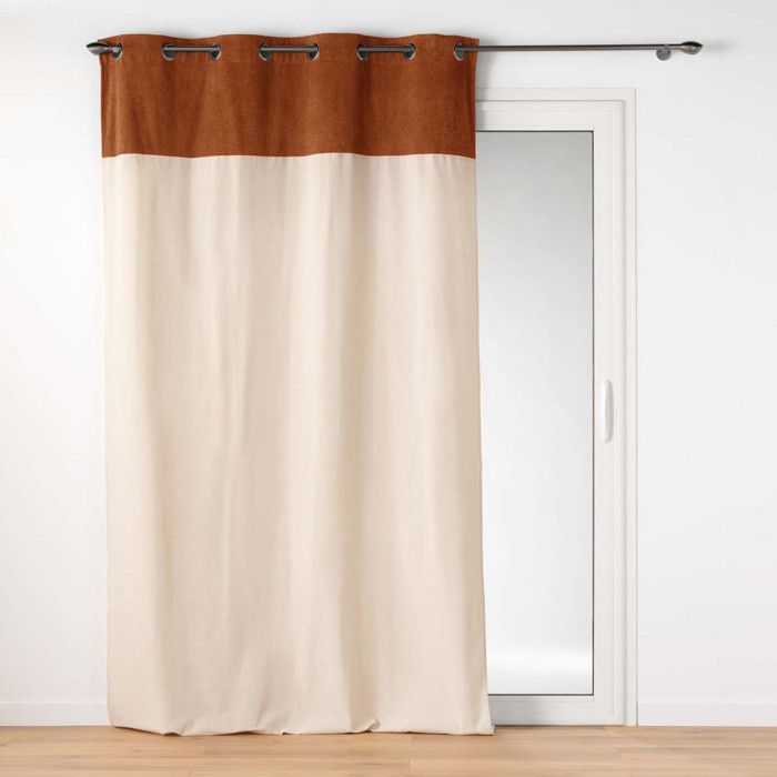 Rideau tamisant à œillets 140 × 240 cm — Polycoton bouclette TESSA - Camel