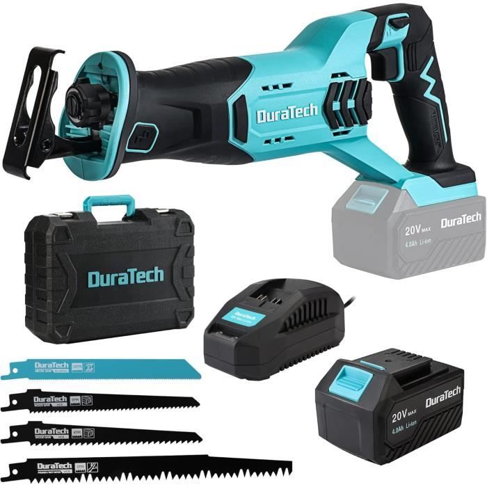 Scie Sabre Sans Fil 21V Puissante 1900 Tr/min – 1 Batterie 1.5Ah + Chargeur + 4 Lames, Coupe Bois/Métal/PVC Jusqu'à 150 Mm