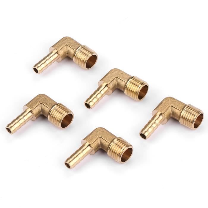 Raccord Coudé Laiton 90° Fileté Mâle - Lot De 5, 5mm, Pour Air Eau Gaz Huile