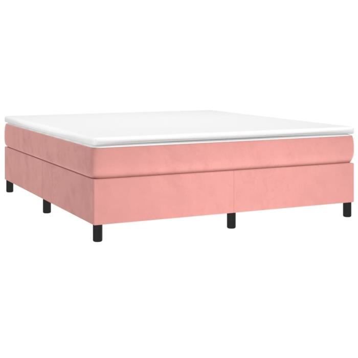 Sommier à ressorts ESTINK - Rose - 160x200 cm - Velours