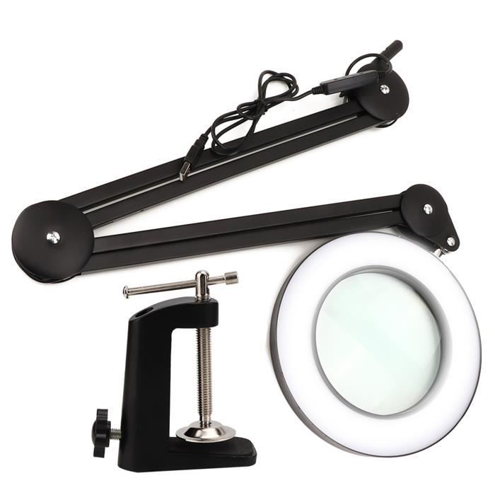 Lampe Loupe 3X Avec Pince USB - 28 LEDs Réglables - Pour Couture, Lecture Et Bricolage