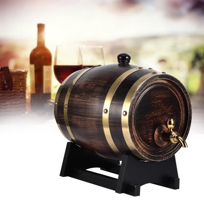 3L Wine Barrel, 3L Retro Striped Black Wine Brandy Whisky Barrel Oak ...