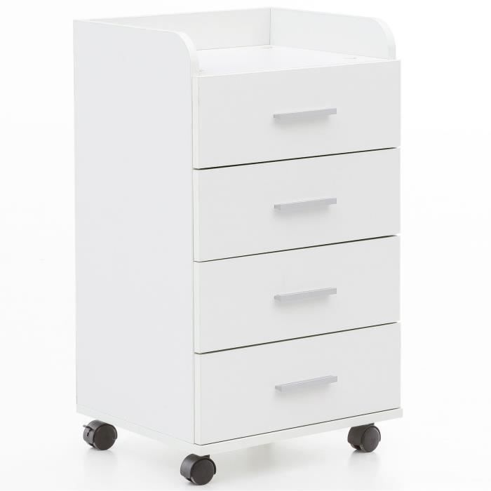 caisson de bureau finebuy - blanc - 4 tiroirs - design simple et pratique