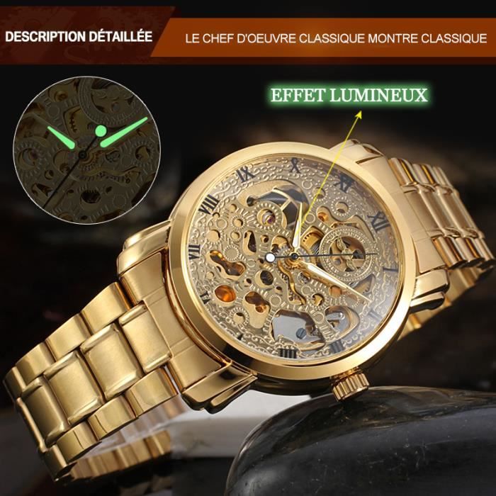 Squelette De Montre Pour Homme Automatique Pour Homme Montre Bracelet En  Acier Inoxydable Avec BoîTe Cadeau - Cdiscount Bijouterie