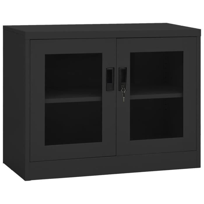 armoire de bureau - yingmshop - anthracite - acier - 2 portes - 1 étagère réglable