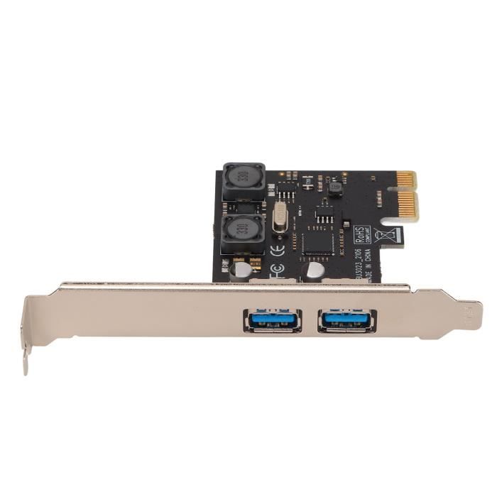 Carte PCIe USB 3.0 – 4 Ports (3x USB-A, 1x USB-C) – 5 Gbit/s – Pour PC Bureau – Sans Alimentation Supplémentaire