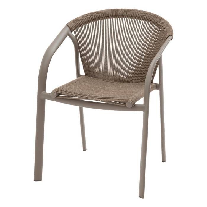Fauteuil de jardin empilable Riu Cappucino & café aluminium - Hespéride