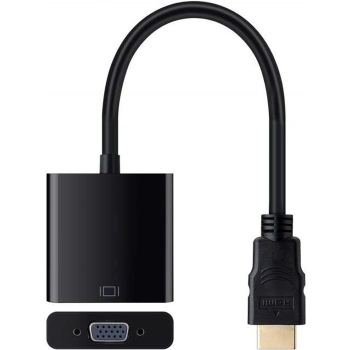 INECK® Adaptateur HDMI vers VGA 1080P Convertisseur HDMI Mâle à VGA Femelle  Compatible avec PC, TV Box, HDTV, Ultrabook, Xbox - Noir - Cdiscount  Informatique