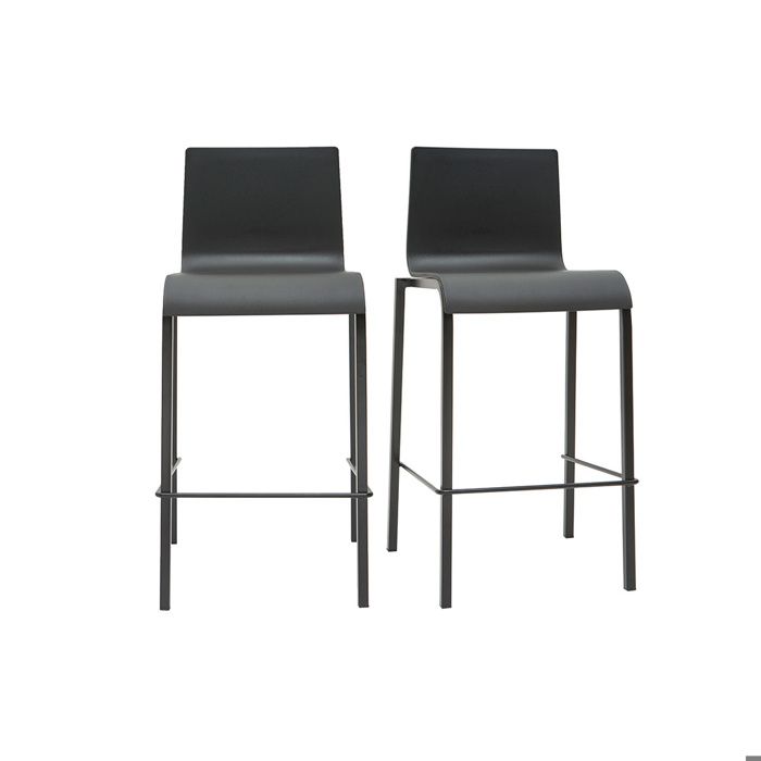 Miliboo - Tabourets de bar design empilables noirs H65 cm (lot de 2) KUPA