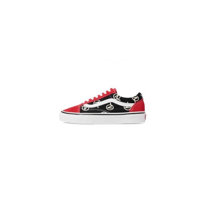 Basket Vans OLD SKOOL Homme Noir Rouge Tige en cuir su de