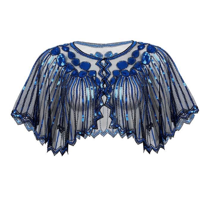 Femme Bolero Paillette Retro Vintage 1920s Chale Wraps Brillant