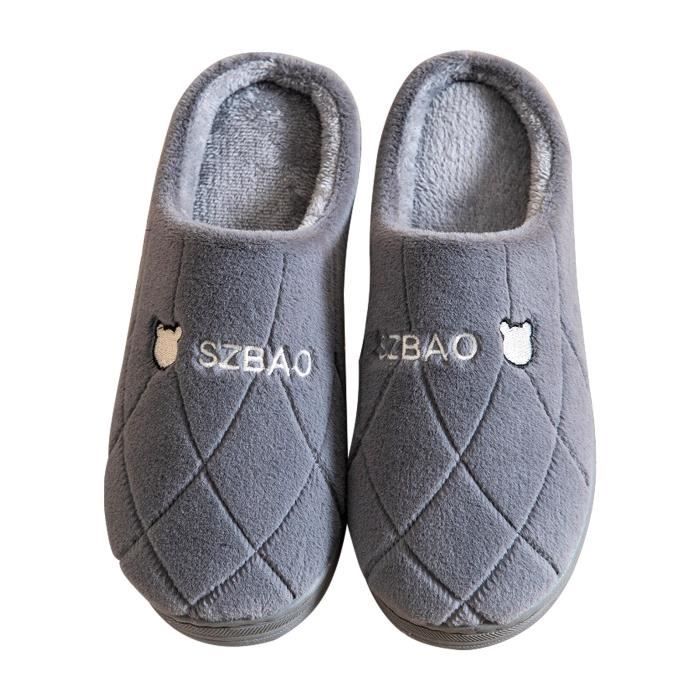 Chaussons d hiver a semelle souple et chaude Mixte Blanc Textile Semelles antiderapantes Blanc Cdiscount Chaussures