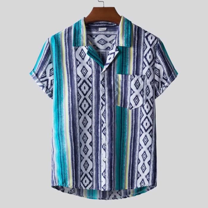 Chemise Hawaïenne DFND Homme – Taille L – Manches Courtes – Motif Palmiers Noir & Vert