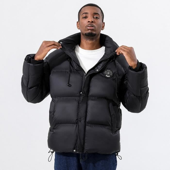 Doudoune Homme Hiver Avec capuche amovible Manches longues Casual Doublee polaire Chaude Epaisse Couleur unie Noir Cdiscount Pret a Porter