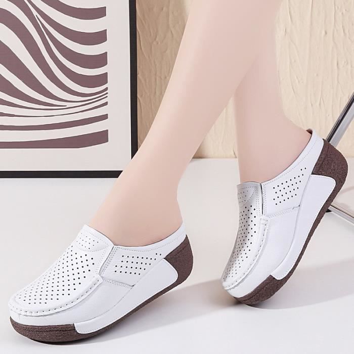 Mules Plateforme, Cuir Tressé Bleu Jean Pierre Cardin | Petits Souliers