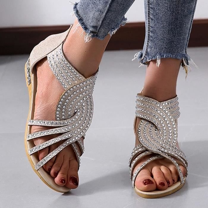 Sandales à Talons Audrey Brooke - Taille 6.5 M - Suède Gris Foncé à Lanières Strass - Occasion Excellent état