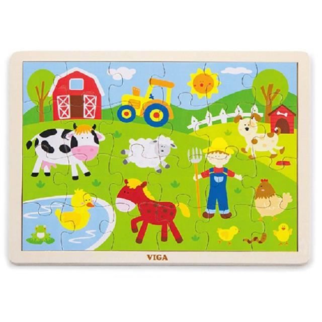 Puzzle Ferme en Bois 24 pièces - NEW CLASSIC TOYS - Classique - 3 ans et + - En bois - Moins de 100 pièces
