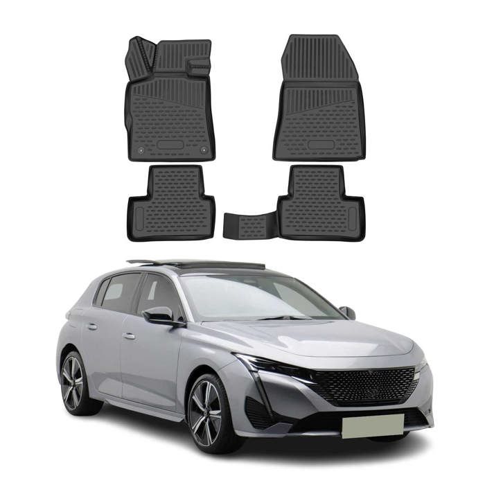 Tapis De Sol Caoutchouc Rezaw-Plast Pour Peugeot 308 I (2007-2013) - Ensemble Complet - Neuf