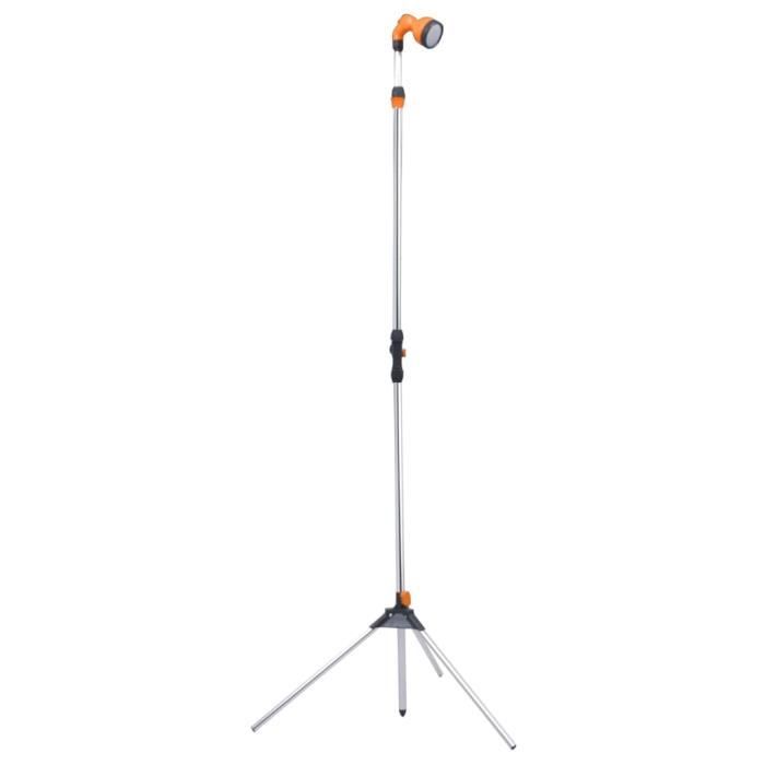 Douche Trépied Riegolux 225cm - Pour Jardin Et Piscine | Hauteur Réglable | Pompe Manuelle | Transport Facile