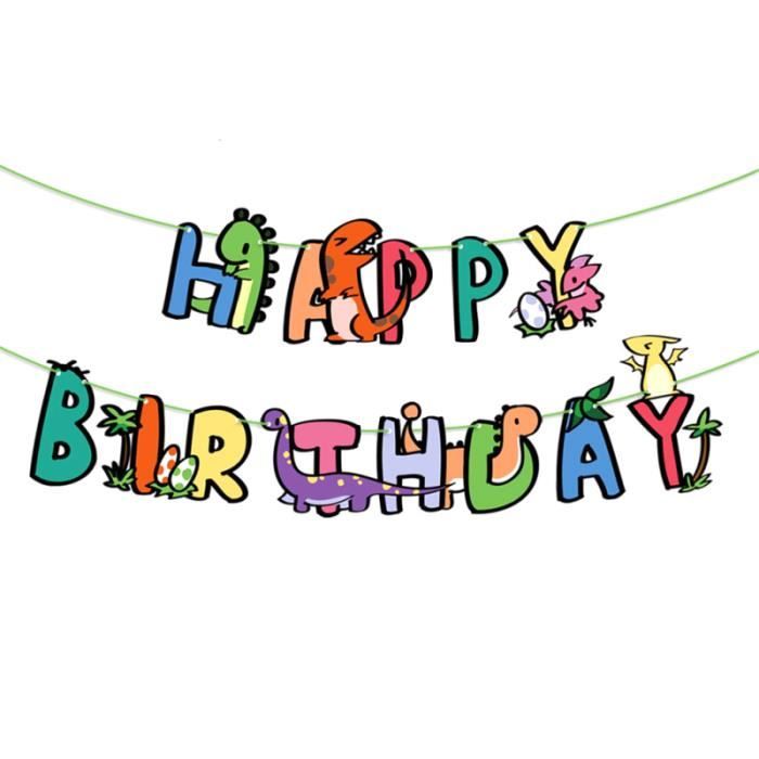 2 Ensembles D Anniversaire Papier Banniere Dessin Anime Bebe Dinosaure Banderoles Decorative Tirer Drapeau Bougie Anniversaire Cdiscount Maison