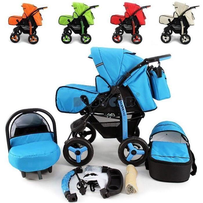 Poussette 3 en 1 Bébé Combinée Siège-Auto Nacelle Trio Réversible