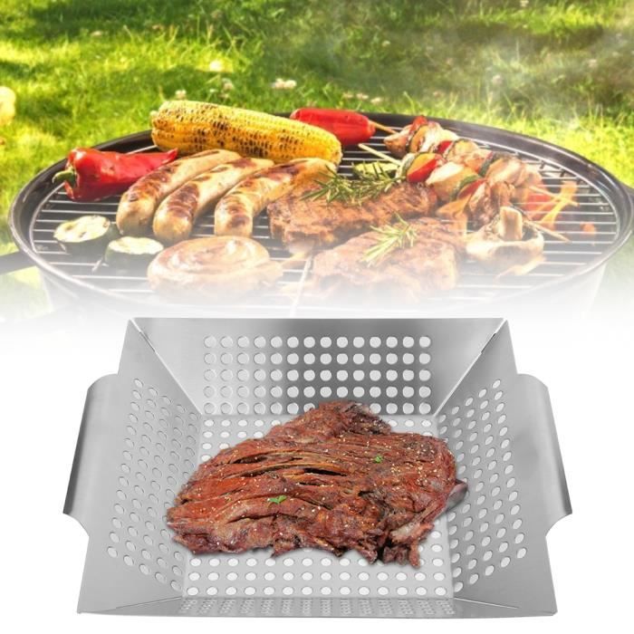 Lot De 2 Paniers à Grillades Inox 304 – Ouverture Latérale, Poignées Amovibles – Pour Légumes Et Viandes