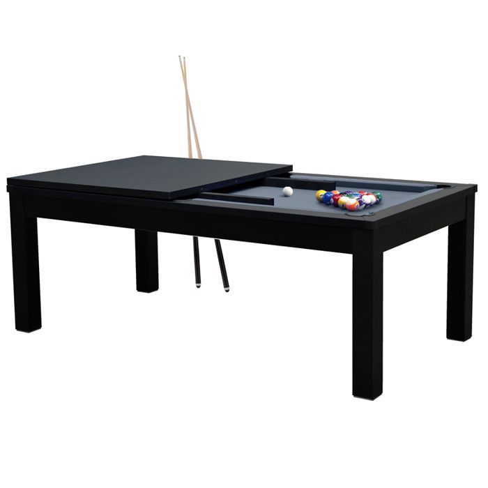 Table de billard convertible noire tapis gris - Eddie - Rend