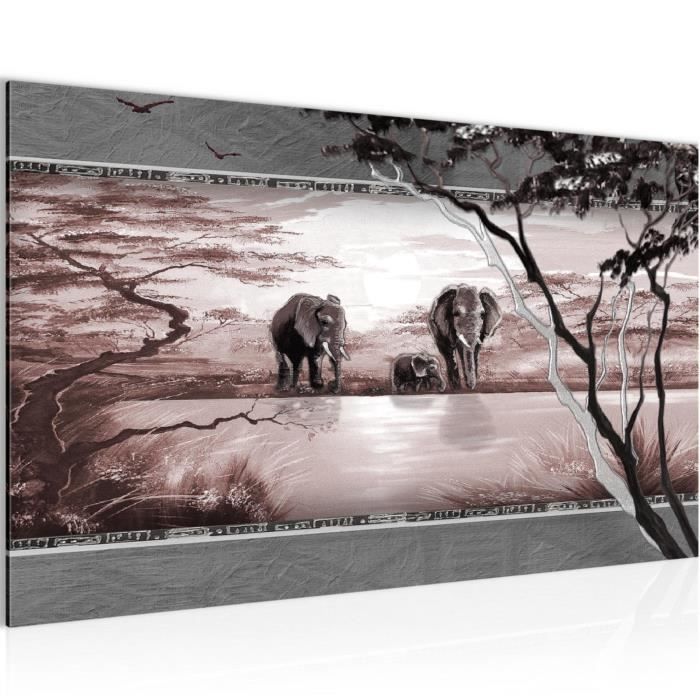 Runa art Tableau Décoration Murale Éléphant d'Afrique 200x95 cm - 4