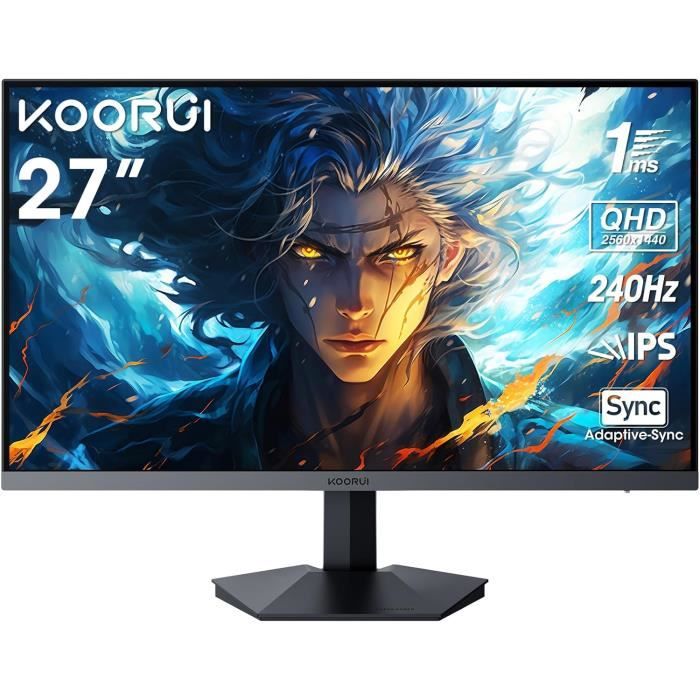 Gaming Ercan 27 Pouces Qhd 2560X1440 Ips Pc Écran, 240Hz, 1Ms, AdpitiveSync, Gsync