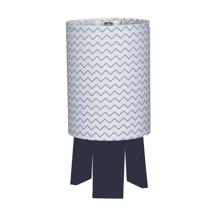 Lampe de chevet - SAUTHON - Hello - Bleu - Hévéa - Coton - LED rechargeable USB