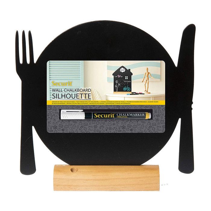 Ardoise assiette + 1 feutre blanc