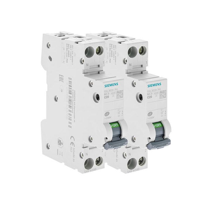 SIEMENS - SIEMENS - Lot de 2 Disjoncteurs électriques phase + neutre 20A
