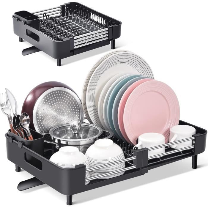 Égouttoir à Vaisselle Pliable En Acier Inoxydable Laphontab - Organisateur Cuisine Gris 43x35 Cm Pour Évier