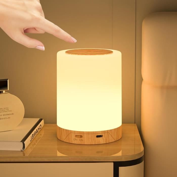 GIACOMO Lampe de Chevet Sans Fil, Veilleuse Tactile Dimmable avec Modes RGB Blanc Chaud, Lampe de Table Rechargeable par USB ave115