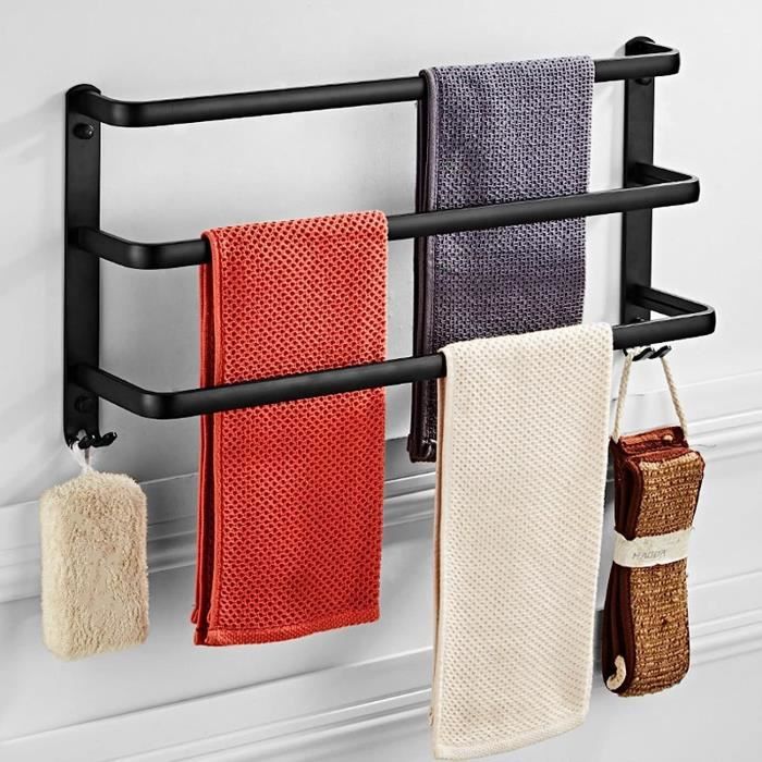 LGSFTBFS Anneau porte-serviettes noir pour salle de bain, support mural en acier inoxydable SUS 304, matériel de salle de bain, simple et rond, noir