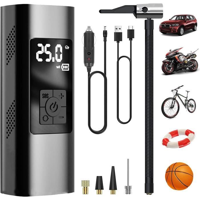 Mini Pompe électrique Pour Vélo - 150 PSI, Valve Presta/Schrader, Manomètre Digital