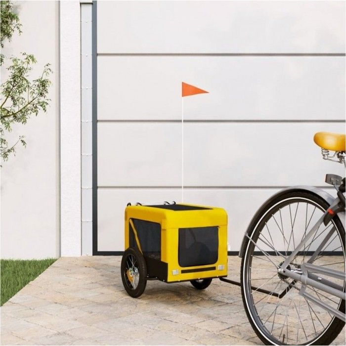 vidaXL Remorque de vélo pour chien jaune et noir tissu oxford et fer 93910