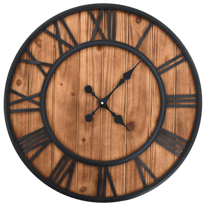 vidaXL Horloge Murale Vintage Quartz Bois Métal Montre de Mur Pendule de Salon 50646 vidaXL Horloge Murale Vintage Quartz Bois Métal Montre de Mur Pendule de Salon 50646