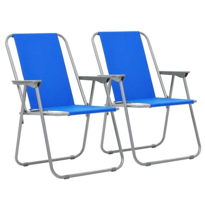 VidaXL Chaise pliante de camping 2 pcs 52 x 59 x 80 cm Bleu  Cdiscount