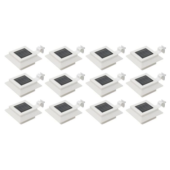 vidaXL 12x Lampes Solaires à LED Carrées d'Extérieur Applique Murale Lumière de Jardin Eclairage Lampe de Clôture Toit Allée 277137 - vue 2