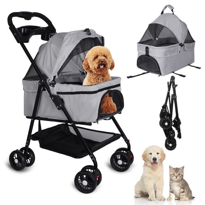 Meilleurs prix pour VINTEKY ®Poussettes pour chiens,Pliable Poussette pour Chiots,Sac de Transport Pliable jusqu'à 20 kg,Gris