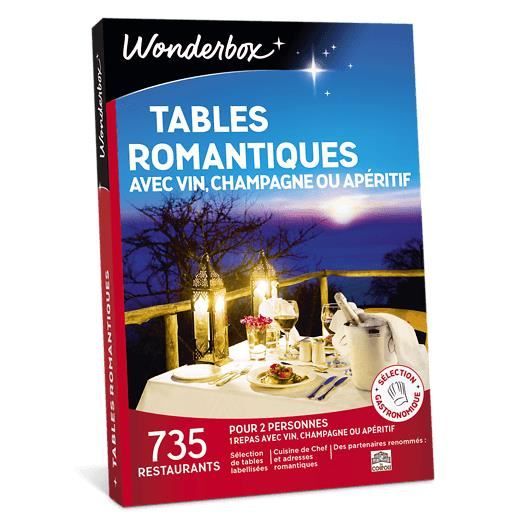 Wonderbox - Coffret cadeau romantique - Tables romantiques avec vin, champagne ou apéritif - 735 restaurants renommés