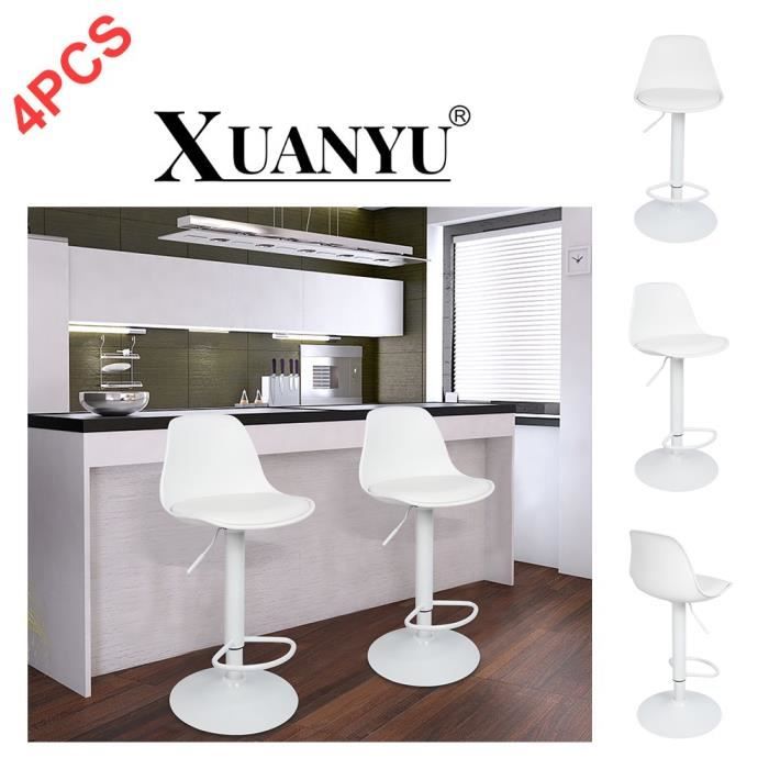 Tabourets de bar - XUANYU - Siège réglable - Lot de 4 - Cuir synthétique - 360 degrés