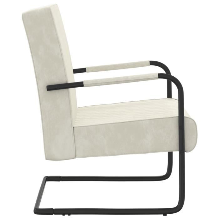 fauteuil cantilever en velours blanc crème yosoo - élégant et confortable