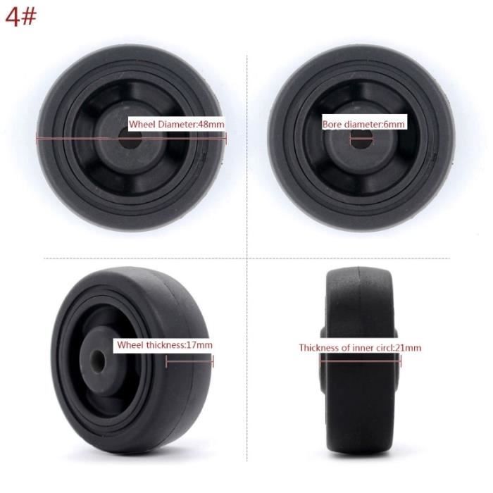 4 Roulettes Rechange Valise 50mm - Caoutchouc, Pivotantes, Avec Axes Métal, Nizirioo