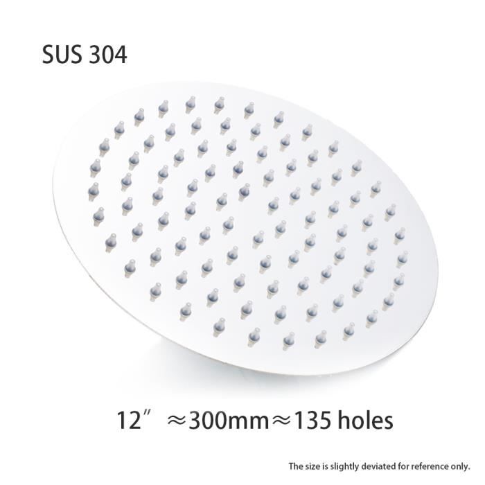 Pommeau De Douche Ultra-mince Rond Et Carré En Acier Inoxydable, Pommeau De Douche Pluie, Pommeau De Douche Pluie Et Bras, Chrome Poli, 8 Po, 10/12 Po