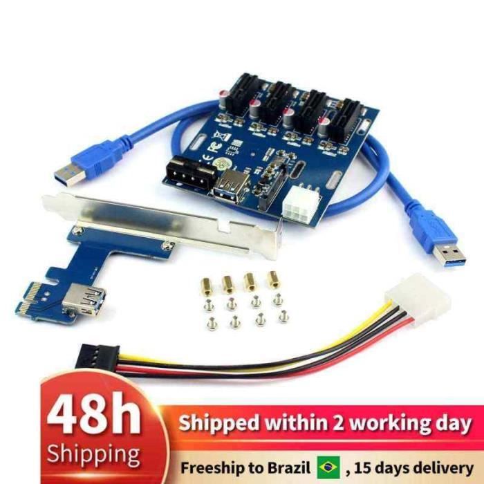 Carte Controleur PCI Express  PCIe  Série RS232 4 Ports - Chipset ASIX Ax99100 Equerres Low Et High Profile