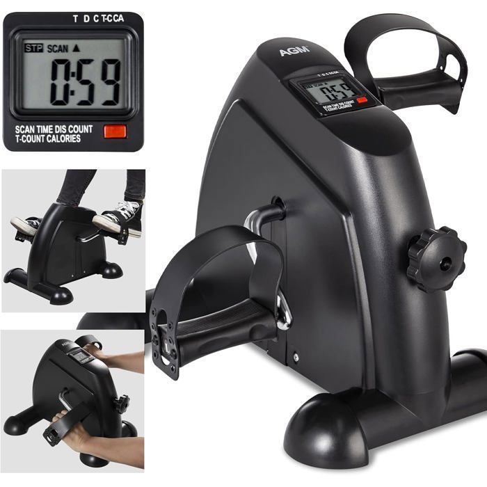 Mini Vélo D'Appartement Pliable Portable Avec Écran LCD - Pédalier Résistance Réglable Pour Jambes Et Bras