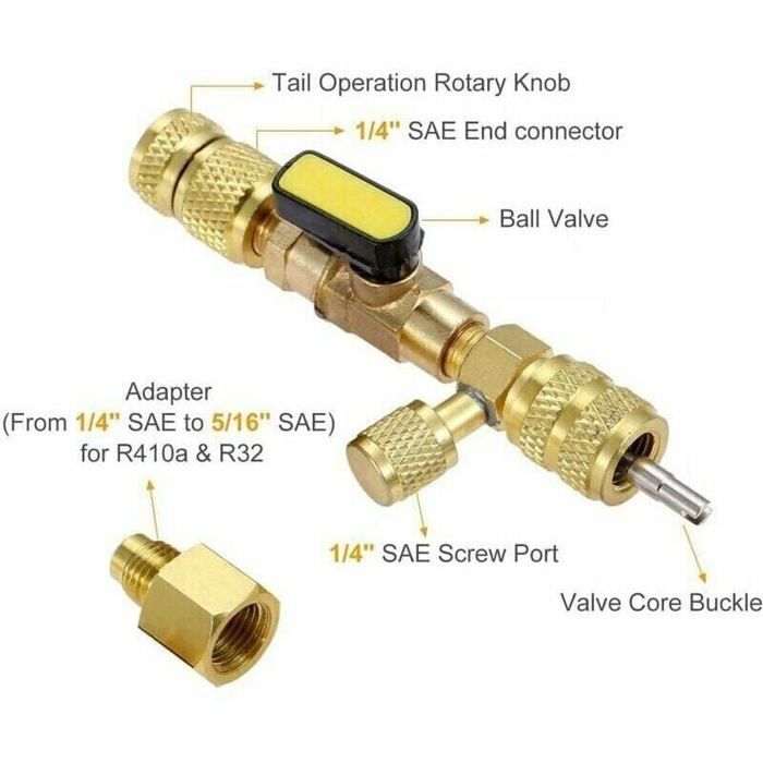 YINETTECH Ouvre-Bouteille Vanne Réfrigérant R600a Laiton - Adaptateur Auto-obturant