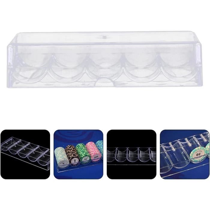 Rack à Jetons Poker Acrylique Transparent - 5 Bols Avec Couvercle, Pour 100 Jetons, Rangement Organisé